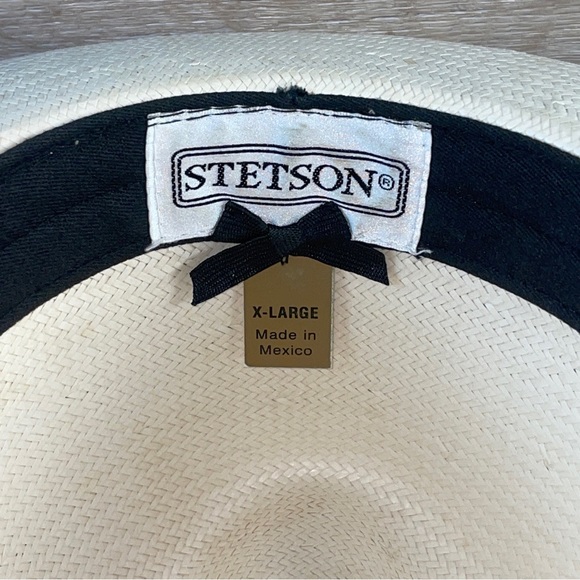 Stetson Natural Straw Feathered Fedora Panama Hat Made In Mexico X-Large EUC! - Picture 9 of 9